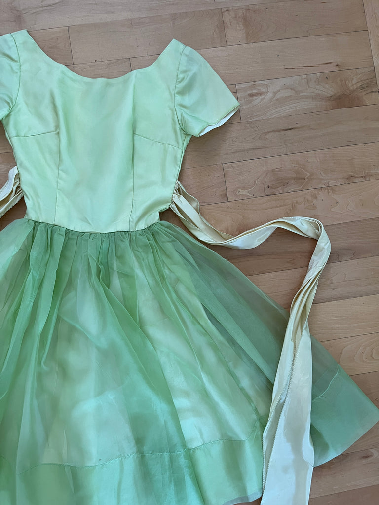 1950's chartreuse light green fit & flare dress sheer overlay super fu Kings Finest Vintage 1950's chartreuse light green fit & flare dress sheer overlay super fu Kings Finest Vintage