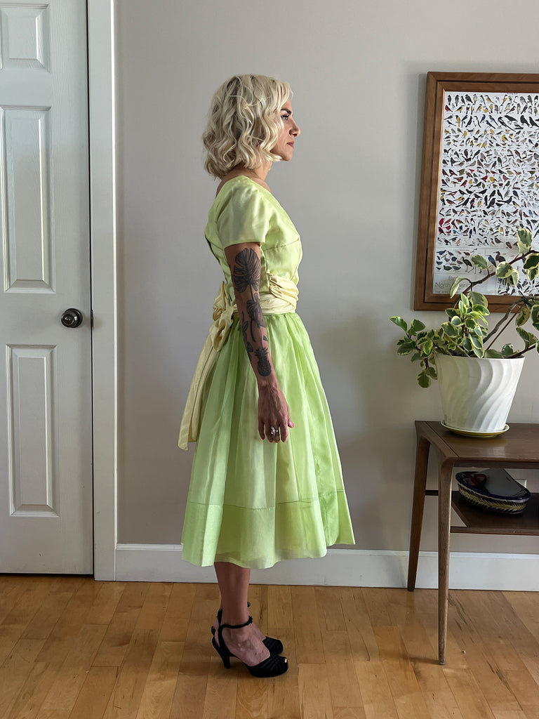 green sheer overlay dress Sheer Mint Organza Belted Dress. Long Overlay Sleeveless Tunic